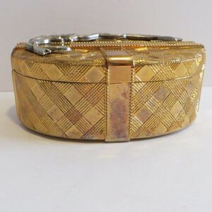 Goldtone Jewelry Box Design Work On Lid Lined Unbranded
